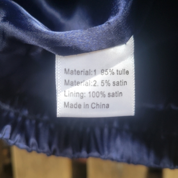 Sm Navy Blue Elastic Waist Satin and Tulle Skirt - Picture 2 of 2